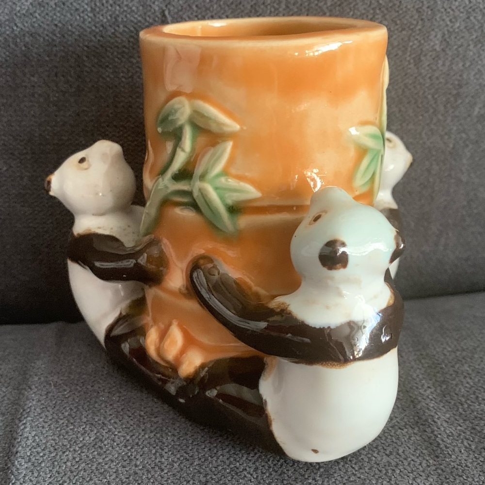 Panda bamboo planter ceramic handmade